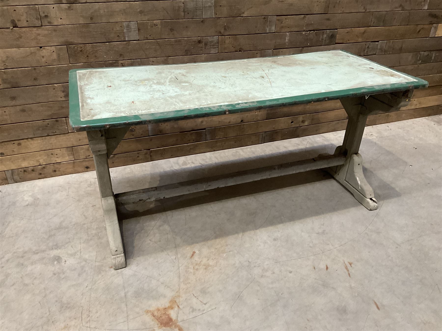 Early 20th century painted wood and enamel Military folding campaign table