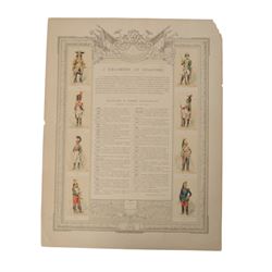 Five coloured French prints of the 4th, 5th, 6th & 13th Cuirassiers through history and the history of the 2nd Regt.de Dragons, H49cm
