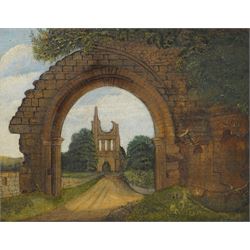 H Fisher (British 19th century): 'Byland Abbey - Yorks', oil on wood panel signed, titled ...