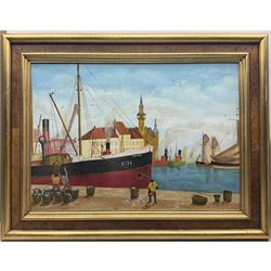 Libbrecht (Belgian Naïve School 20th century): 'Oostende', oil on canvas signed, titled and dated 1989 verso 48cm x 69cm