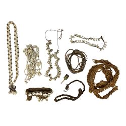 Polynesian jewellery, to include cowrie shell necklaces and armband and other shell jewellery 