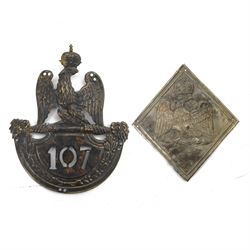 Napoleonic 1804 dragoon shako plate, the diamond plate with crowned Imperial eagle to the ...
