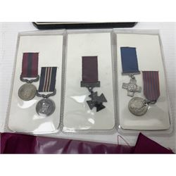 Two Imperial Service Medals to Elsie Hannah Ferguson and Fred Whitehead; each in original case; WWI Special Constabulary Medal to Inspr. Alfred W. Thompson; modern Prisoner of War Medal; cased; replica Victoria Cross and India Mutiny Medals with archive of information relating to Pte. Robert Newell V.C. 9th Lancers; replica Victoria Cross and George Cross with miniatures; and other replica medals etc