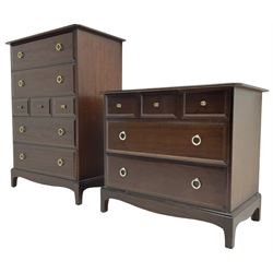 Stag Minstrel mahogany chest fitted with seven drawers (W82cm, H113cm, D47cm); together with a five drawer chest (W82cm, H72cm, D46cm)
