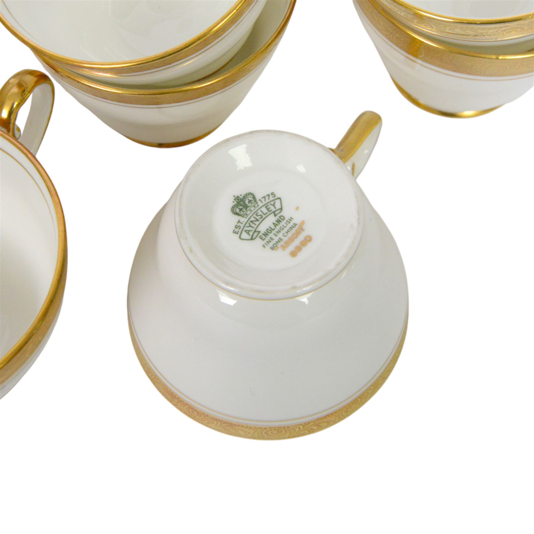 Aynsley Argosy pattern tea service, comprising teapot, milk jug, open sucrier, five side plates, four cups, together with similar tea wares 
