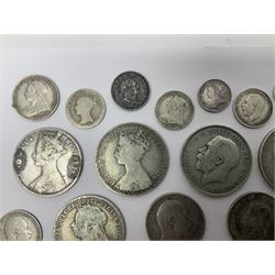 Approximately 215 grams of Great British pre 1920 silver coins including George IV 1829 sixpence, William IIII 1834 three pence, florins, sixpence etc 