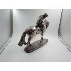  Silver Horse and Jockey group designed by David Geenty, Camelot Silverware Ltd, 1993 (filled) H26.5cm x W32cm   