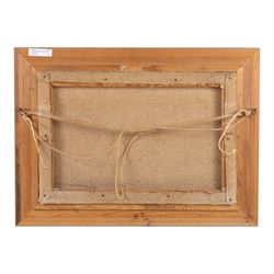 James Watt (Scottish 1931-2022): Crinan Canal Lighthouse and Lock, oil on canvas signed 29cm x 44cm 