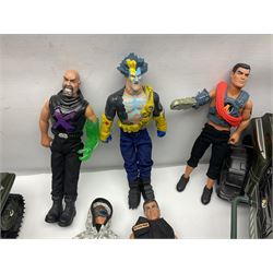 Action Man - Hasbro Strike Force Battle Tank by Sunny Smile; jeep; ten various period dressed figures; and quantity of weapons and other accessories including motorcycle etc