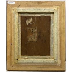 Mary Dawson Elwell (British 1874-1952): 'From Acquafredda' Italy, oil on panel signed and indistinctly dated 1923?, original title label verso 34cm x 26cm