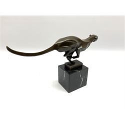 Stylised bronze figure of a running cheetah, H19cm overall