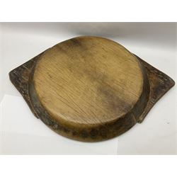 Indian hardwood twin handled dough bowl, D44cm