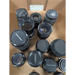 Collection of Minolta and Pentax camera lenses