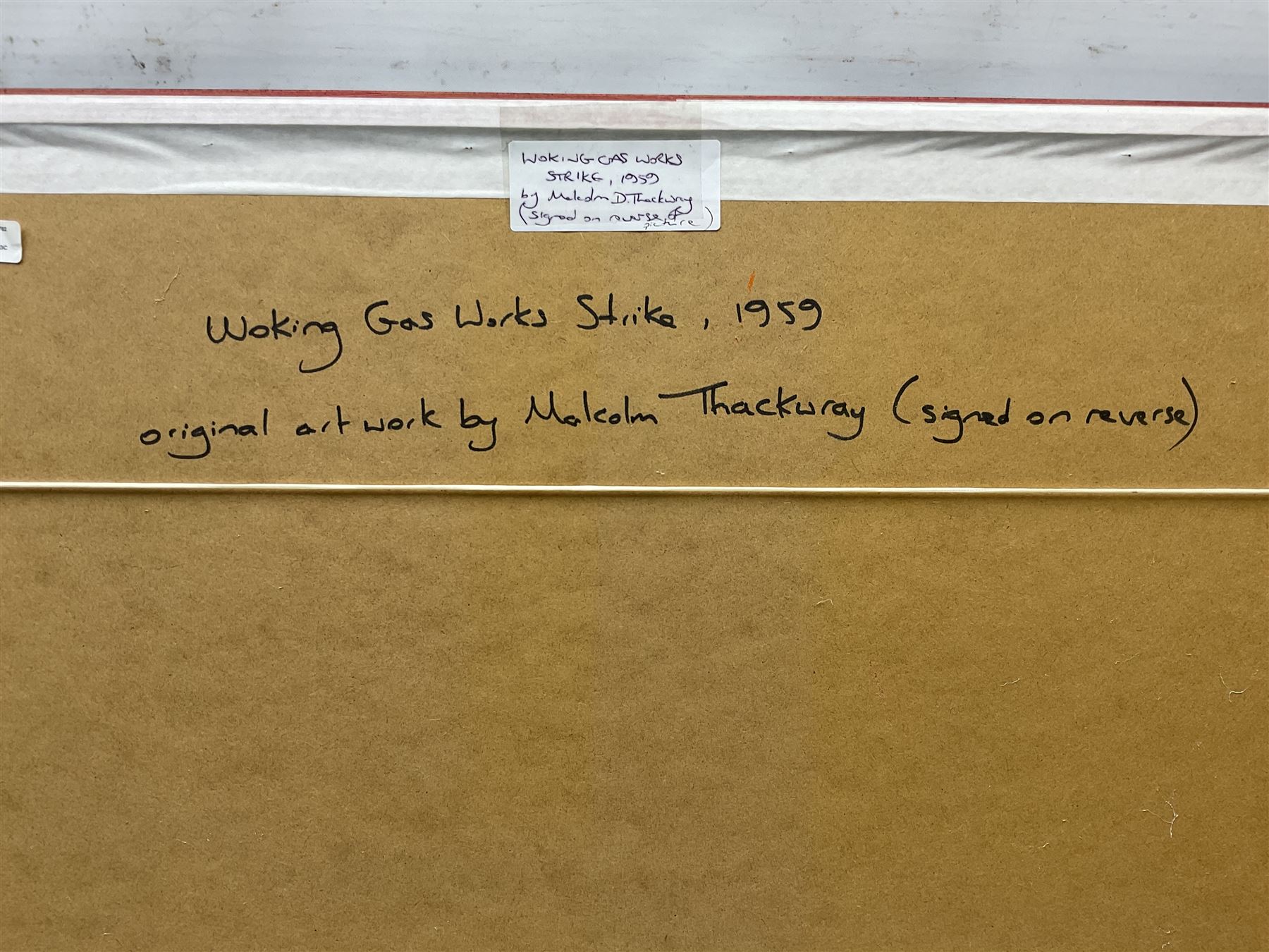 Malcolm David Thackwray (British 1943-2015): 'Woking Gas Works Strike 1959', gouache, signed titled and dated verso 40cm x 59cm