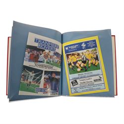 Comprehensive collection of approximately one-hundred and ninety Scarborough FC football programmes for the 1979/80, 1980/81 and 1981/82, 1982/83 seasons, all filed within eight dedicated Scarborough FC red Home and Away binders