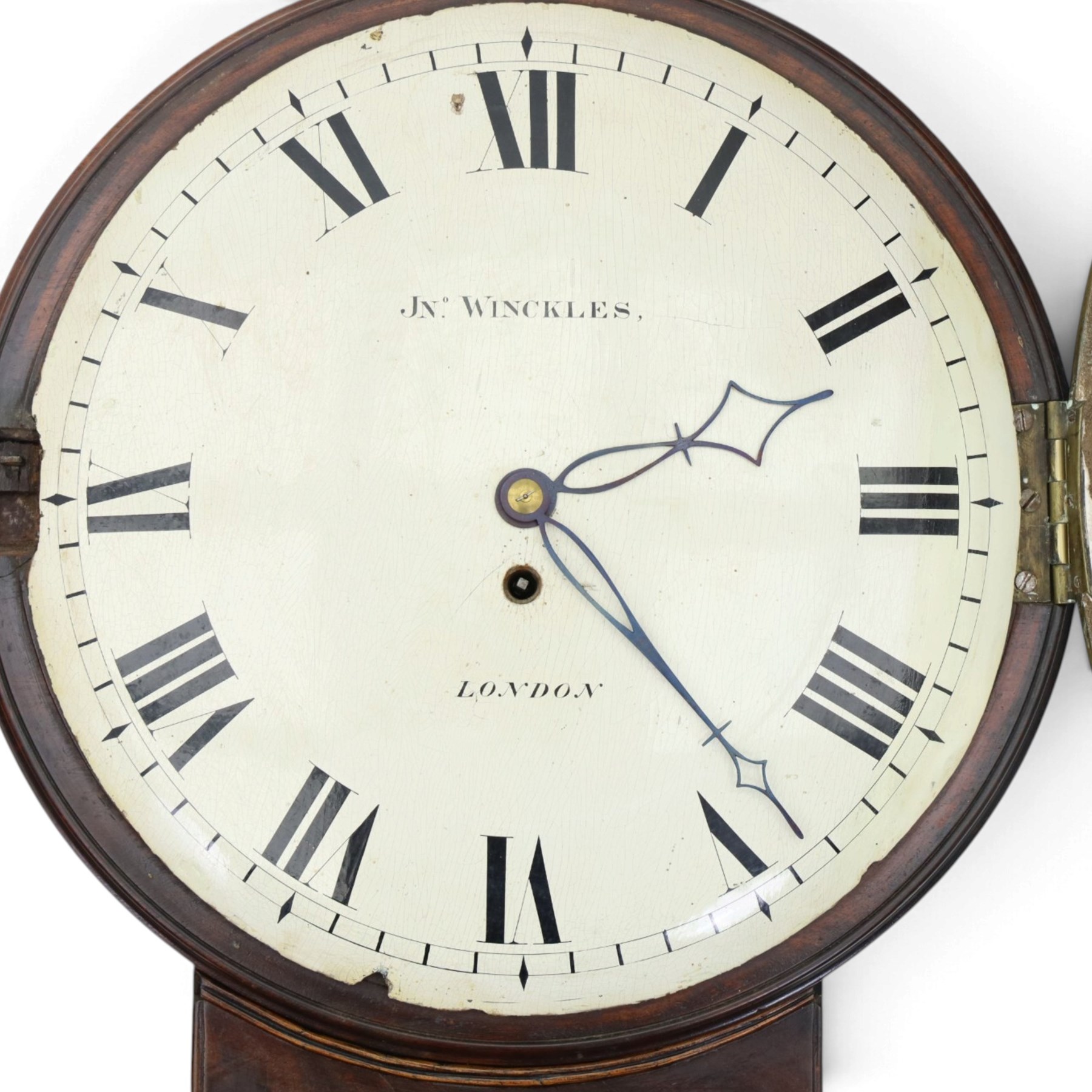 John Winckles of London - Early 19th century mahogany drop dial wall clock, convex 14