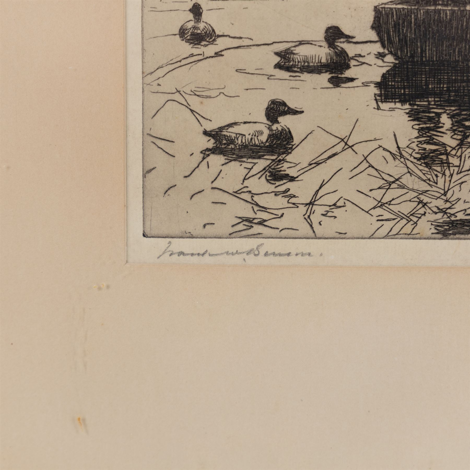 Frank Weston Benson (American 1862-1951): 'Setting Decoys', etching signed in pencil, titled verso 20cm x 27.5cm