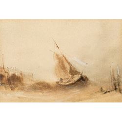 Henry Barlow Carter (British 1803-1867): 'Scarborough' and 'Bridlington', pair watercolours, signed and titled on original John Linn & Sons labels verso 11cm x 16cm in the original gilt frames