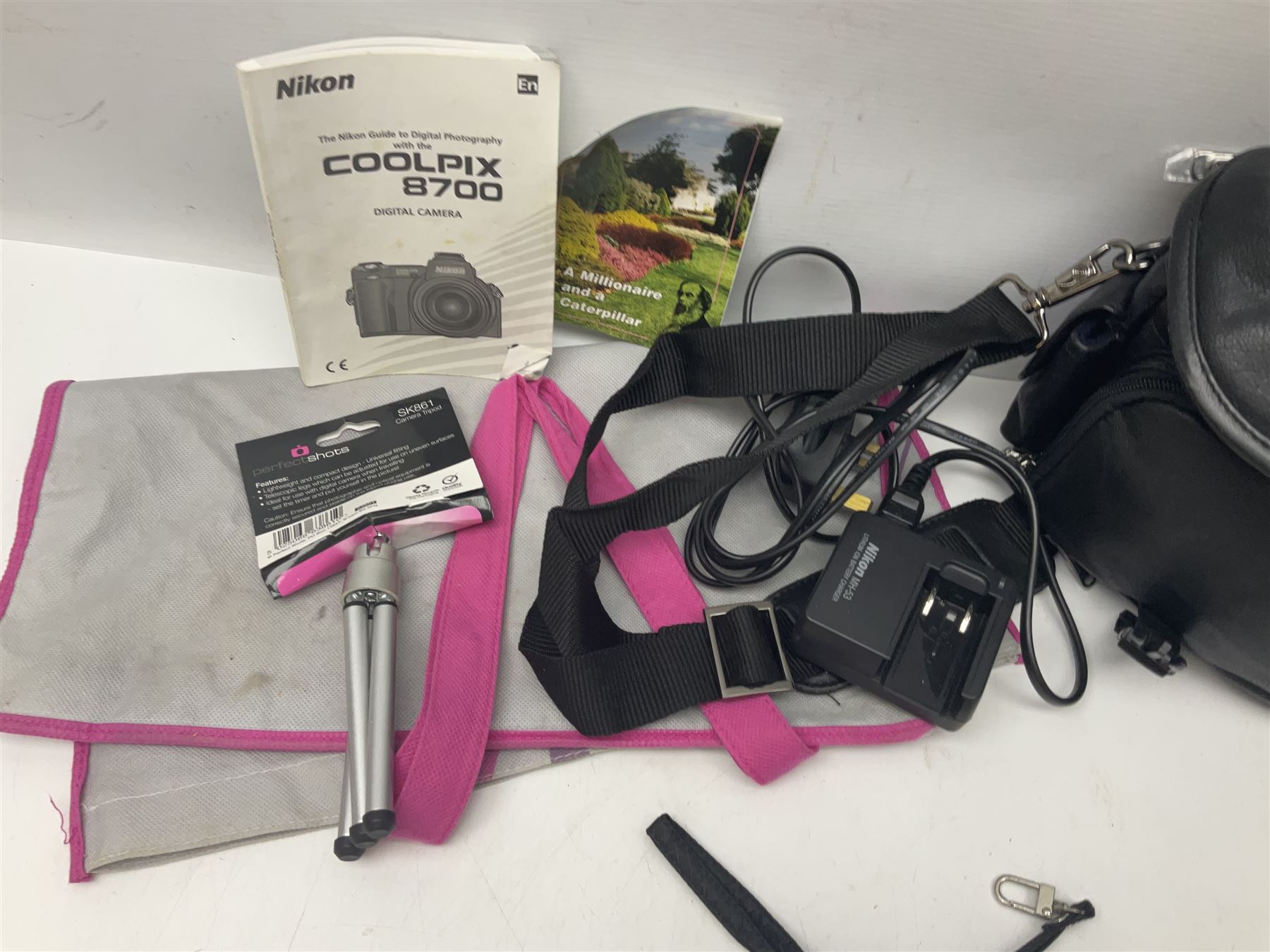 Nikon Coolpix 8700 camera, Sony video camera and Chinon CM-4 camera, with various accessories etc