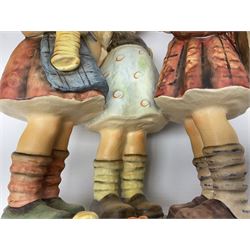 Large Hummel figure group by Goebel, School Girls, together with Hummel figure group, We Wish You The Best, tallest H23.5cm