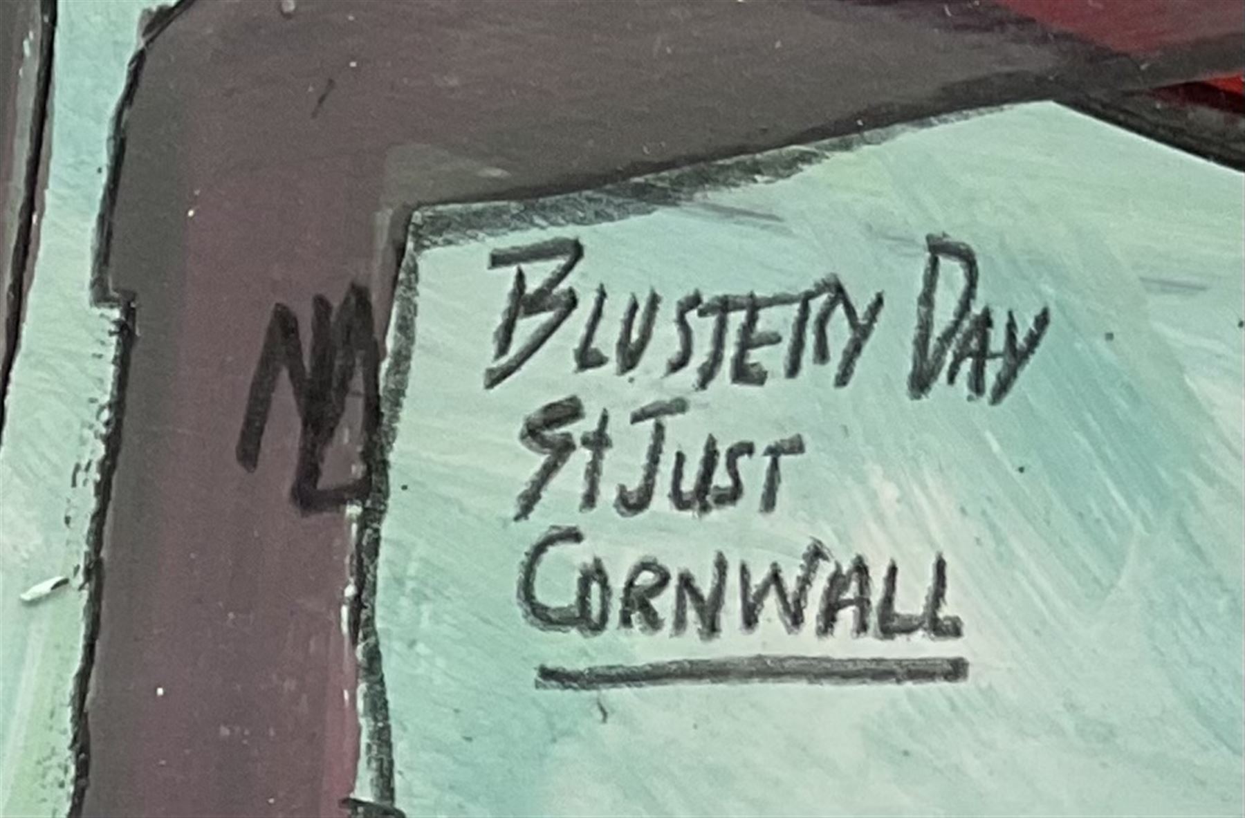 Martin Lanyon (British 1954-): 'Blustery Day St. Just Cornwall', gouache and pencil signed and titled 45cm x 34cm