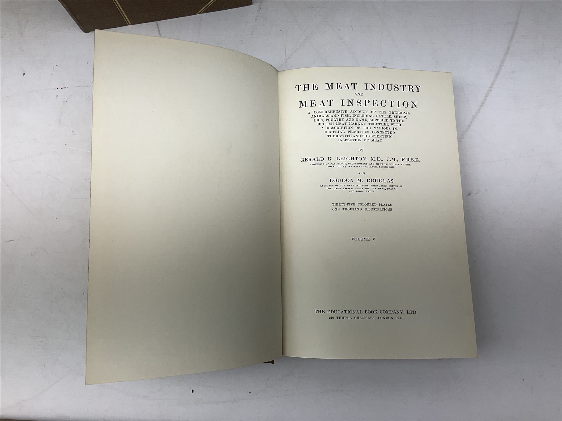 Leighton, G and Douglas. L.M: five volumes of The Meat Industry and Meat Inspection, together with Smeaton. O: Edinburgh and its Stories, illustrated by H.Railton and J.A.Symington  