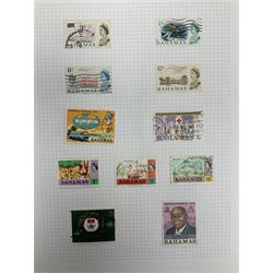 Antigua Queen Victoria and later stamps, including War stamp overprints etc and Bahamas Queen Victoria and later stamps, including Crown Colony, War Charity and other overprints etc, housed on pages