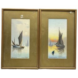 J Maurice Hosking (19th/20th century): 'Early Morning' and 'Sunset', pair watercolours signed and titled 26cm x 12cm (2)
