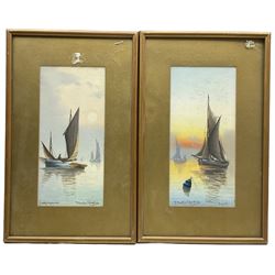 J Maurice Hosking (19th/20th century): 'Early Morning' and 'Sunset', pair watercolours signed and titled 26cm x 12cm (2)
