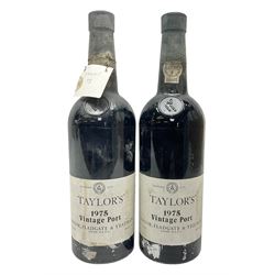 Taylors, 1975, vintage port, unknown contents and proof, two bottles