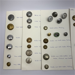 BR North Eastern Ticket Collectors totem cap badge and a similar British Railway badge, both by J.R.Gaunt, a North East Railway enamel pin badge British Railways cap badge, and a collection of Railway, Police and Bus Co. buttons, etc