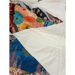 Rapport wooden wall clock, pair of glass table lamps, quilt with Japanese fabric, other lamps, etc