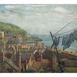 G E Breary (British Mid 20th century): Coastal Rooftops, watercolour signed 25cm x 28cm