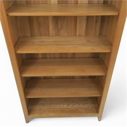 Light ash and oak open bookcase, fitted with five adjustable shelves