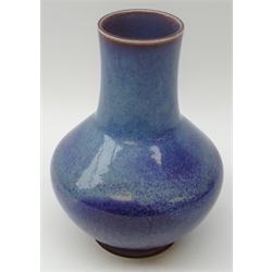  Ruskin high fired stoneware vase by William Howson Taylor, dated 1911, ovoid body with cylindrical lightly flared neck in sang de boeuf glaze impressed marks, H21.5cm  