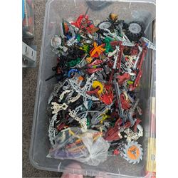 Lego Bionicle and similar part built figures and parts, including boxed sets and loose, together with a Lego Ninjago Build Your Own Adventure set and ten LEDlite Legends of Chima keyrings
