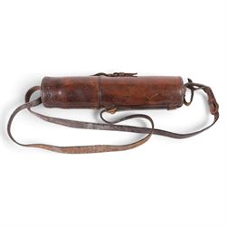 Early 20th century brass three-draw telescope with leather case, inscribed 'Ross, London No. 28137'