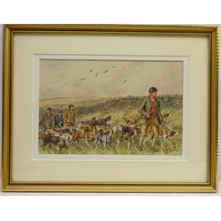  Beagling on 'Norland Moor - Meet at Spring Rock Inn', watercolour signed by George Anderson Short (British 1856-1945), titled verso 18cm x 28cm  