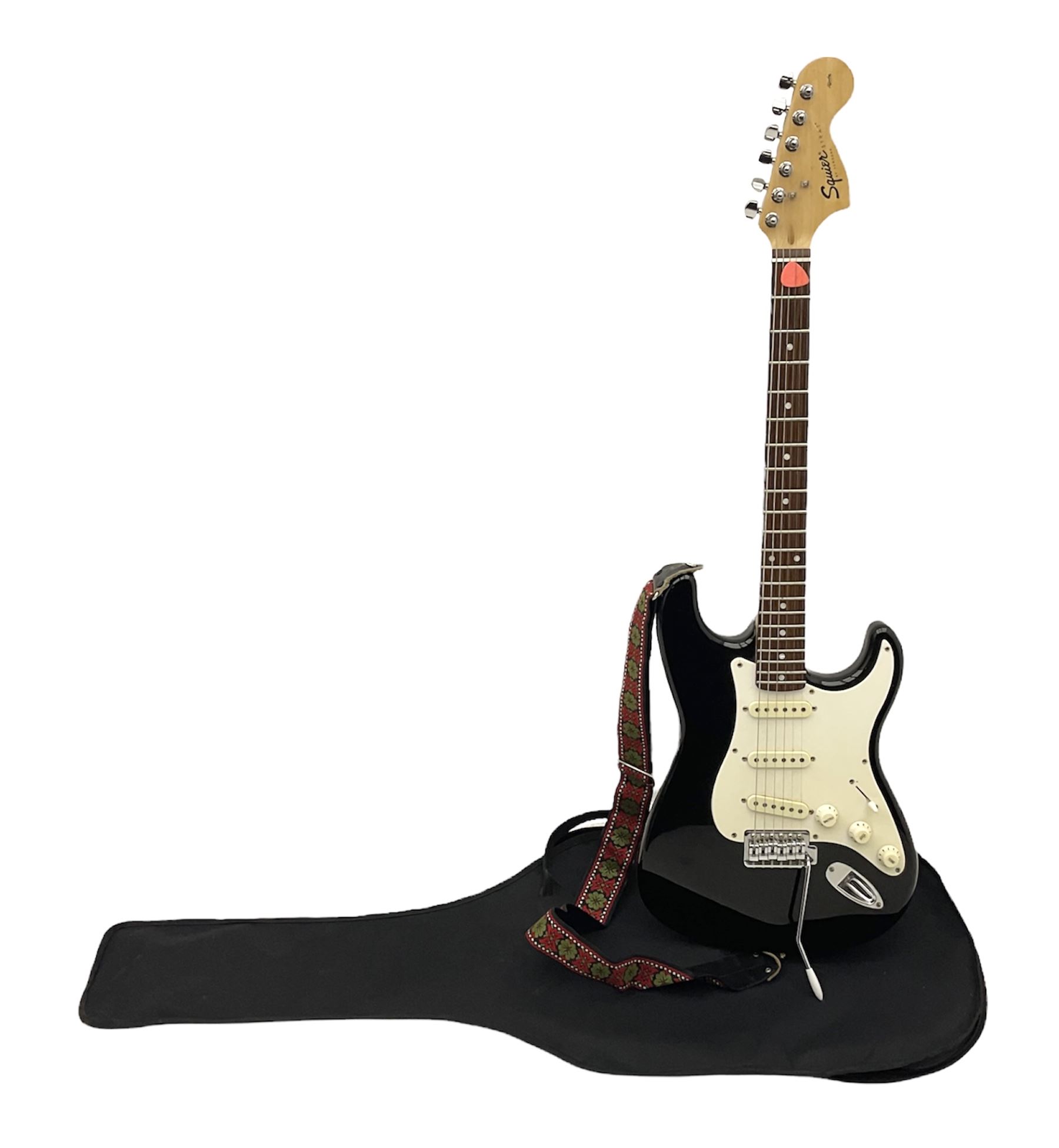 Fender Squier Strat Affinity six-string electric guitar with 20th anniversary plaque verso, serial no.CY20815325 L99cm; in soft carrying case