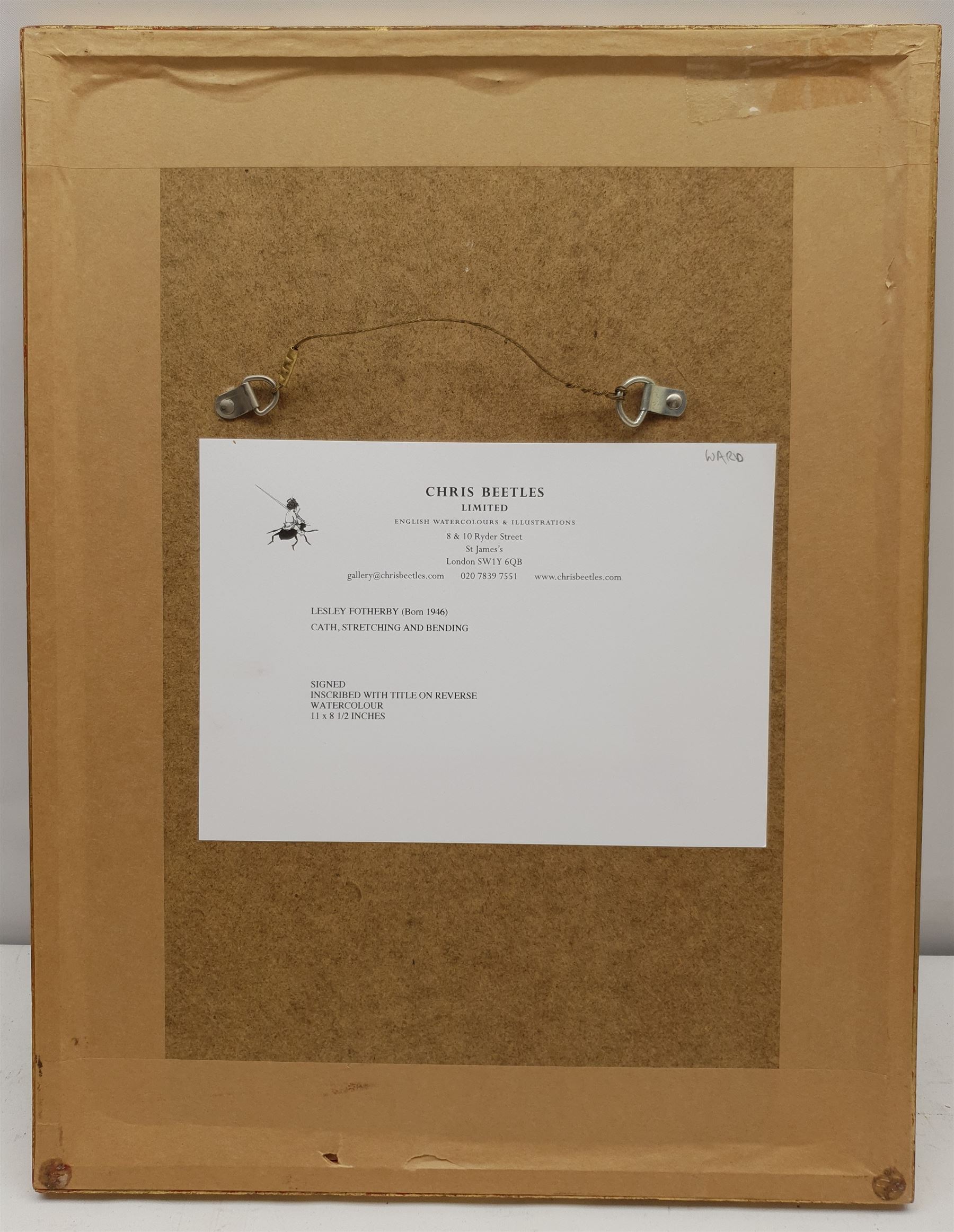 Lesley Fotherby (British 1946-): 'Cath Stretching and Bending' and 'Morgan - Study I', two watercolours signed, titled verso on gallery labels 27cm x 19cm and 25cm x 20cm (2)
Provenance: purchased by the vendor from Chris Beetles, London