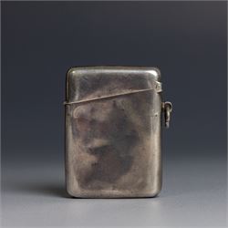 Edwardian silver vesta case, with presentation engraving reading 'The Hartlepools Bye Election 20th June 1910 Mr Arthur Riding from Tho.s Alblewhite Pleasant Memories', hallmarked 	William M Hayes, Birmingham 1909