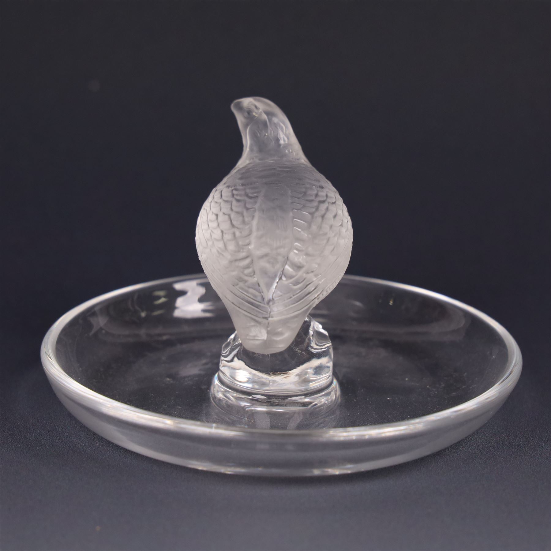 Lalique - Thalie Dove ring dish and Grouse ring dish, H10cm
