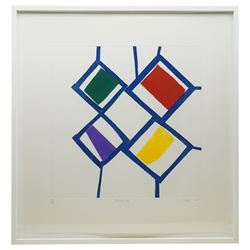 Sandra Blow (British 1925-2006): 'Revolve', etching and aquatint in colours signed titled numbered 30/75 and dated '03 in pencil 75cm x 72cm
Provenance: The Stour Gallery, Eastway, London 