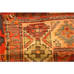  Turkish blue ground geometric design rug (184cm x 113cm), and a Persian rug, triple lozenge field with stylised decoration (185cm x 133cm)   