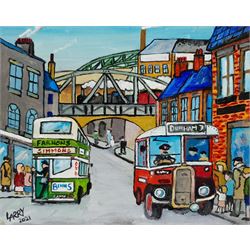 Larry Chambers (Northern British 1949-): 'Room For All', oil on board signed, titled verso 20cm x 26cm (unframed)