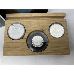 Royal Dutch Mint 'Europe Remembers' silver three coin set, comprised of Royal Canadian Mint 2020 one dollar '75th Anniversary of V-E Day', The Royal Mint 2020 one pound '75th Anniversary of VE Day' and Royal Dutch Mint 2020 five euros '75 Years of Freedom', cased with certificate