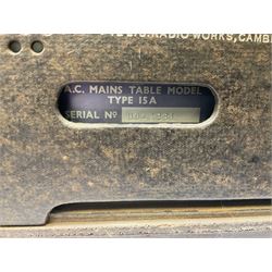 1950s Pye Type PE80 Cambridge International radio, W58cm H43cm D27cm, together with 1952 Pye Type P45 valve radio and 1940s Pye Type 15A radio (3)