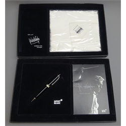  Writing Instruments - Montblanc 'Herbert Von Karjan' limited edition ballpoint pen, with piano key decoration, complete with silk scarf, documentation and box  