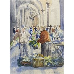 Catherine Tyler (British 1949-): 'Market Conversation - Ascoli Piceno', watercolour signed and dated '01, titled verso 19cm x 14cm 