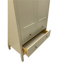 White finish double wardrobe with drawers